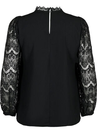 Zizzifashion Long sleeve blouse with lace, Black, Packshot image number 1