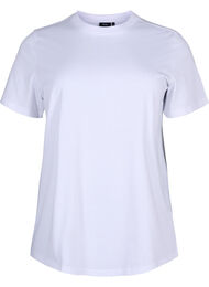 Basic cotton T-shirt with round neck, Bright White, Packshot