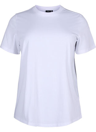 Zizzifashion Basic cotton T-shirt with round neck, Bright White, Packshot image number 0