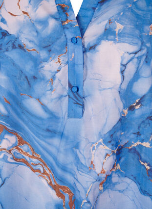 Zizzifashion Viscose shirt dress with marble print, Palace Blue AOP, Packshot image number 2