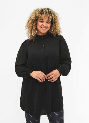 Zizzifashion Tunic with smock, Black, Model image number 0