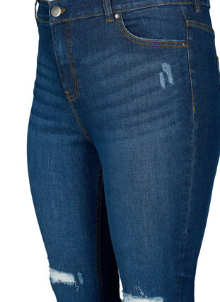 Zizzifashion Super slim Amy jeans with destroy and high waist, Dark blue, Packshot image number 2