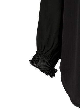 Zizzifashion Shirt blouse with ruffle details, Black, Packshot image number 3