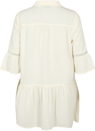 Zizzifashion Organic cotton tunic with feminine details, Antique White, Packshot image number 1