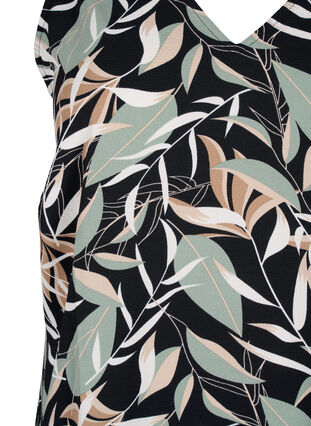 Zizzifashion Printed top with V-neck, Black w. Gr.Leaf AOP, Packshot image number 2