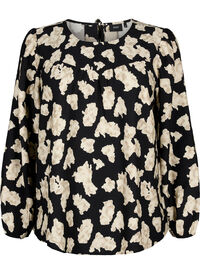 Long-sleeved blouse with print and bows