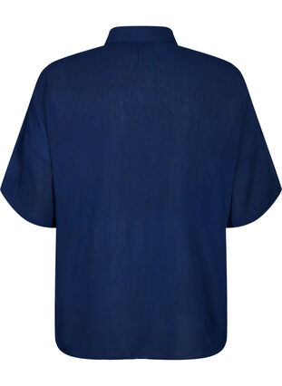 Zizzifashion Short-sleeved viscose shirt with collar, Medieval Blue, Packshot image number 1