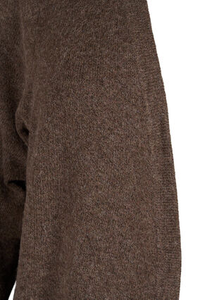 Zizzifashion Ribbed Knit Cardigan with Pockets, Espresso Mel., Packshot image number 2