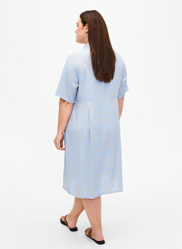 Zizzifashion Viscose shirt dress with print, Small Dot AOP, Model image number 1