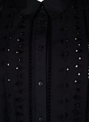 Zizzifashion Cotton shirt dress with broderie anglaise, Black, Packshot image number 2