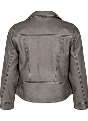 Zizzifashion Distressed imitation leather jacket, Dark Grey Wash, Packshot image number 1