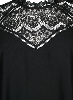 Zizzifashion Long sleeve blouse with lace, Black, Packshot image number 2