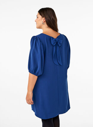 Zizzifashion Short dress with bow detail on the back, Estate Blue, Model image number 1