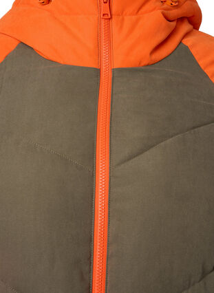 Zizzifashion Long colorblock winter jacket with hood, Bungee Cord Comb, Packshot image number 2