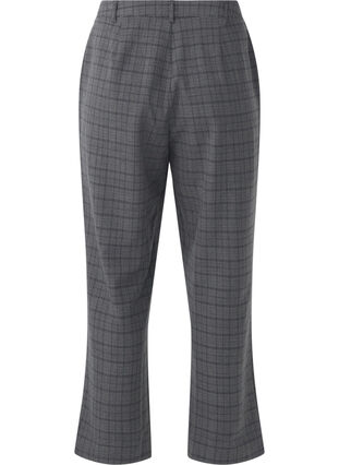 Zizzifashion Checked trousers with high waist and straight legs, Check, Packshot image number 1