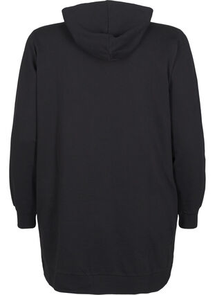 Zizzifashion Sweat tunic with hood and zip, Black, Packshot image number 1