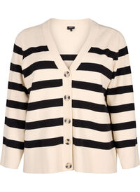 Striped knitted cardigan with V-neck