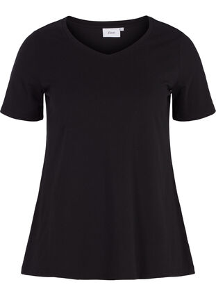 Zizzifashion Solid-coloured basic cotton T-shirt, Black, Packshot image number 0