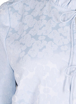 Zizzifashion Short-sleeved jacquard blouse with ties, Ancient Water, Packshot image number 2