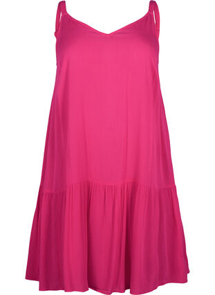 Zizzifashion Viscose summer dress with straps, Raspberry Sorbet, Packshot image number 0