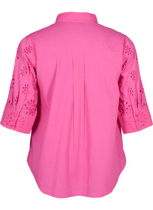 Zizzifashion Shirt blouse with embroidery anglaise and 3/4 sleeves, Raspberry Rose, Packshot image number 1