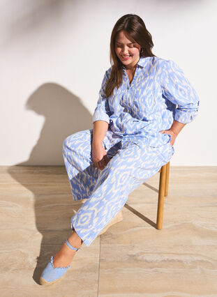 Zizzifashion Patterned trousers with linen, Serenity AOP, Image image number 0