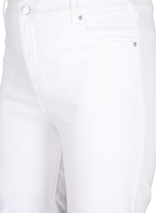 Zizzifashion Tight fitting denim shorts with a high waist, Bright White, Packshot image number 2