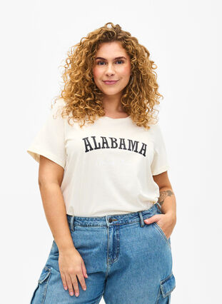 Zizzifashion Cotton T-shirt with text, Antique W. Alabama, Model image number 0