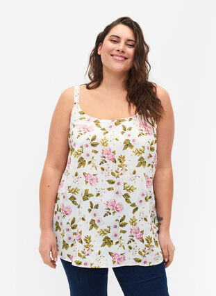 Zizzifashion FLASH - Top with print, Off White Flower, Model image number 0