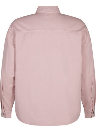 Zizzifashion Solid-colored denim shirt with chest pockets, Pale Mauve, Packshot image number 1