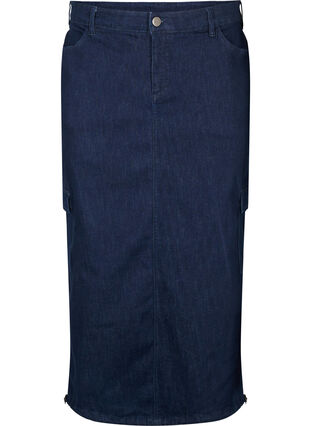 Zizzifashion Denim maxi skirt, Dark Blue Denim, Packshot image number 0