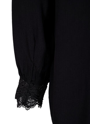 Zizzifashion Viscose shirt with v-neckline, Black, Packshot image number 3