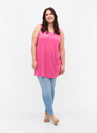 Zizzifashion Top with structure and round neckline, Shocking Pink, Model image number 2