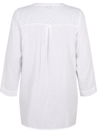 Zizzifashion Cotton tunic with anglaise embroidery, Bright White, Packshot image number 1