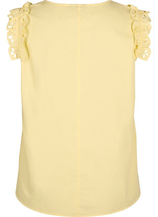 Zizzifashion Sleeveless cotton top with ruffles, Popcorn, Packshot image number 1