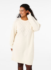 Knitted dress with pattern and beads, Birch Mel., Model