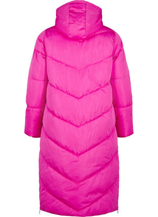 Zizzifashion Long puffer coat with hood and pockets, Rose Violet, Packshot image number 1