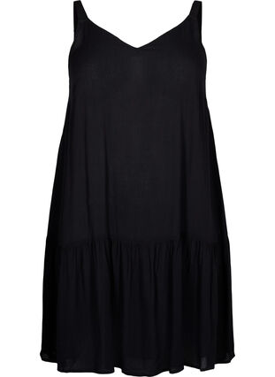 Zizzifashion Viscose summer dress with straps, Black, Packshot image number 0