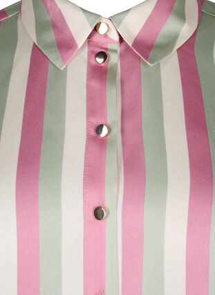 Zizzifashion Striped satin shirt with collar, Rose Stripe, Packshot image number 2