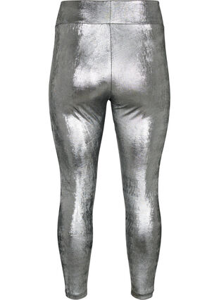 Zizzifashion Silver leggings with high waist, Dark Silver, Packshot image number 1