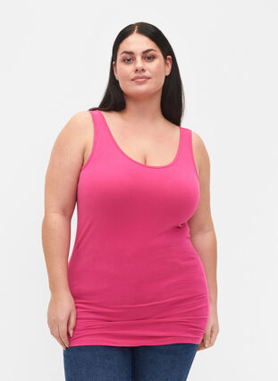 Zizzifashion Cotton basic top, Beetroot Purple, Model image number 0