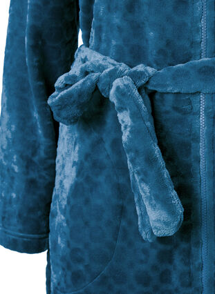 Zizzifashion Patterned dressing gown with zipper and pockets, Blue Coral, Packshot image number 2