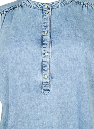 Zizzifashion Short sleeve denim dress with an a-line cut, Blue denim, Packshot image number 2
