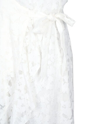 Zizzifashion Wrap dress with lace and short sleeves, Bright White, Packshot image number 3