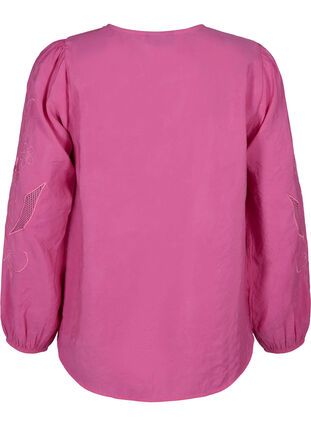 Zizzifashion Blouse in TENCEL™ Modal with embroidery details, Phlox Pink, Packshot image number 1