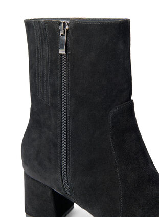 Zizzifashion Wide fit - Suede ankle boots with heel, Black, Packshot image number 4