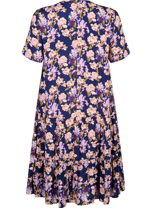 Zizzifashion Short sleeve viscose dress with print, Small Flower AOP, Packshot image number 1