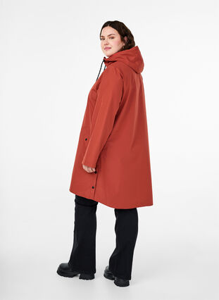 Zizzifashion Rain jacket with pockets and hood, Chili Oil, Model image number 1