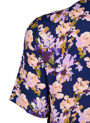 Zizzifashion Short sleeve viscose dress with print, Small Flower AOP, Packshot image number 3