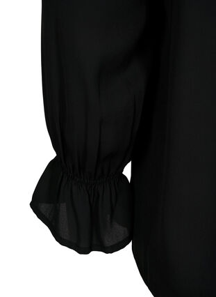 Zizzifashion Long sleeve smocked blouse, Black, Packshot image number 3